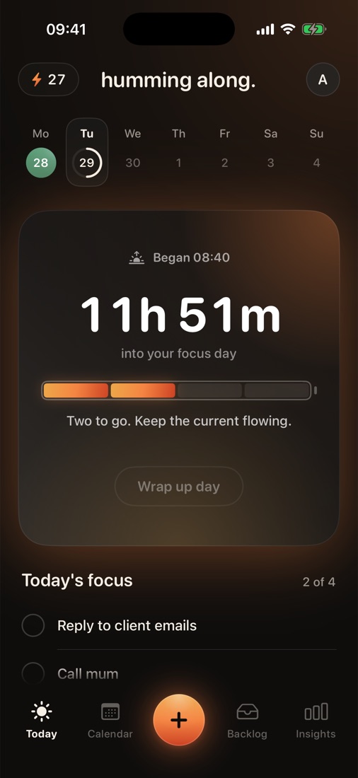 Today: two of four tasks switched on