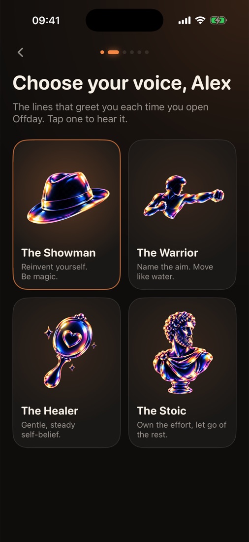 Choose your voice: The Showman, The Warrior, The Healer and The Stoic